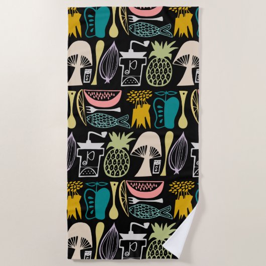 Vintages Pyrex Muster - Mod-Küche (Fünfzigerjahre Strandtuch (Vorderseite)