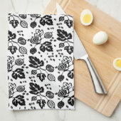 Vintages Pyrex Muster - Stachelbeerschwarzes Geschirrtuch (Viertel Falte)