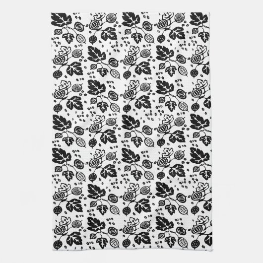 Vintages Pyrex Muster - Stachelbeerschwarzes Geschirrtuch (Vertikal)