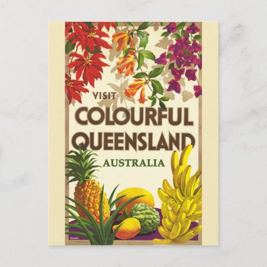 Vintages Queenland Australien Farbenreiche Reise Postkarte (Vorderseite)