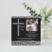 Vintages QuerFoto-erste Kommunion Inviation Einladung (Stehend Vorderseite)