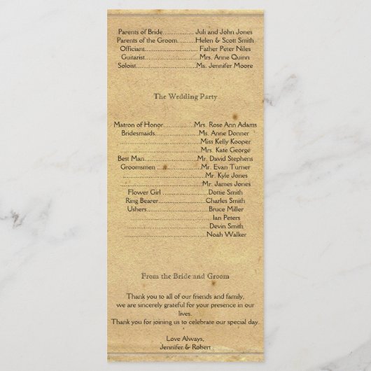 Vintages Quetzal Bird Elegant Hochzeitsprogramm Programm (Rückseite)