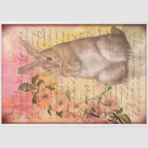 Vintages Rabbit-Curry-Skriptdekoupage Seidenpapier