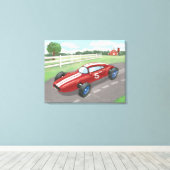 Vintages Racer: Cherry Red Leinwanddruck (Insitu (Holzboden))
