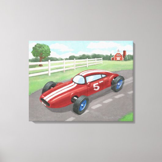 Vintages Racer: Cherry Red Leinwanddruck (Vorderseite)