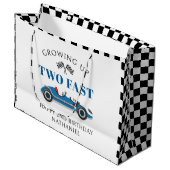 Vintages Racing Car Happy 2. Geburtstag Große Geschenktüte (Vorderseite Schrägansicht)