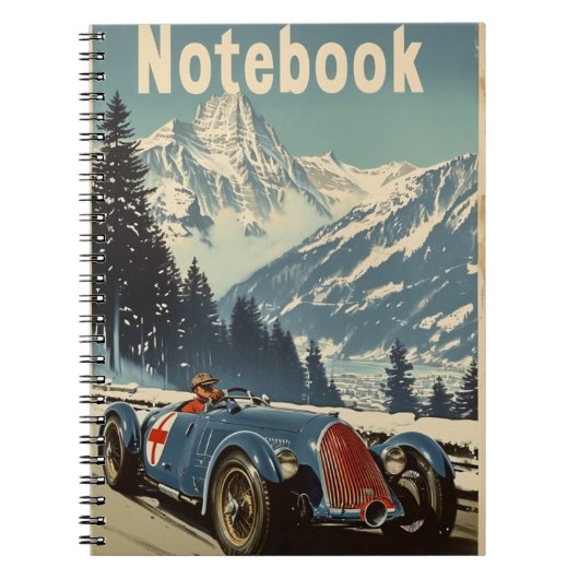 Vintages Racing Car in den Alpen Notizblock (Vorderseite)