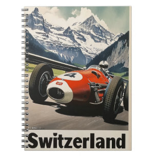Vintages Racing Car in den Schweizer Alpen Notizblock