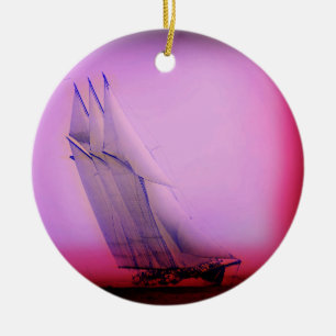 Vintages Racing Yacht Ornament
