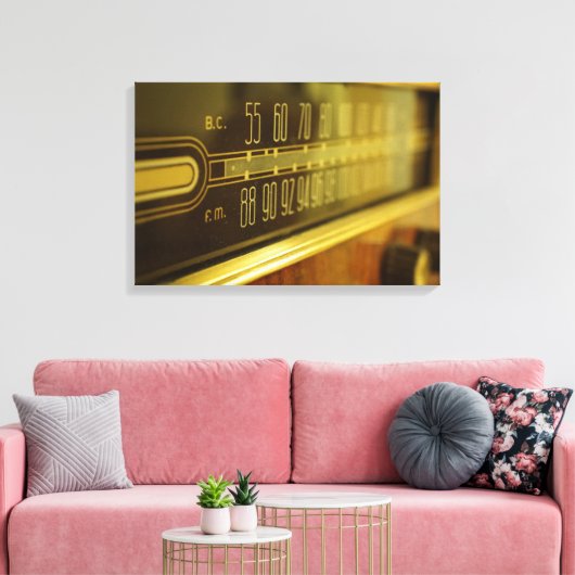 Vintages Radio - das Licht Leinwanddruck (Insitu (Wohnzimmer))