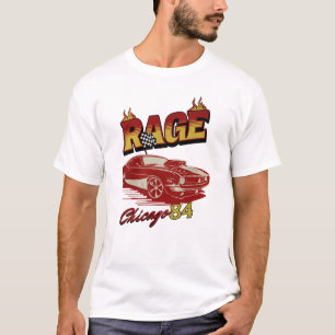 Vintages "Rage Chicago 84" Flaming Muscle Car Retr T-Shirt