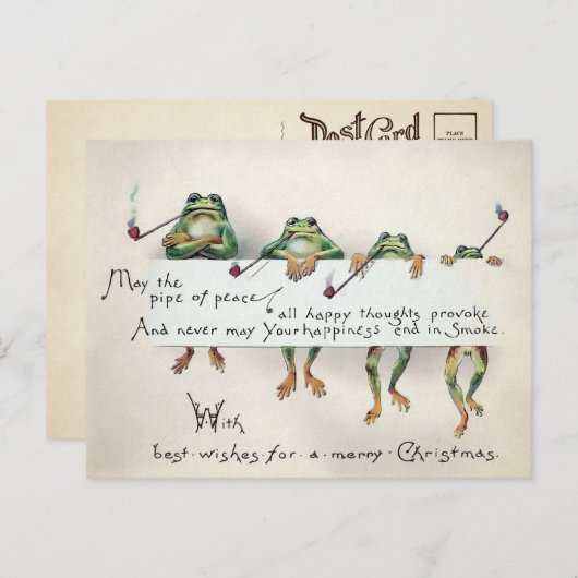 Vintages Rauchen Froschfrösche Weihnachten Postkar Postkarte (Vorne/Hinten)