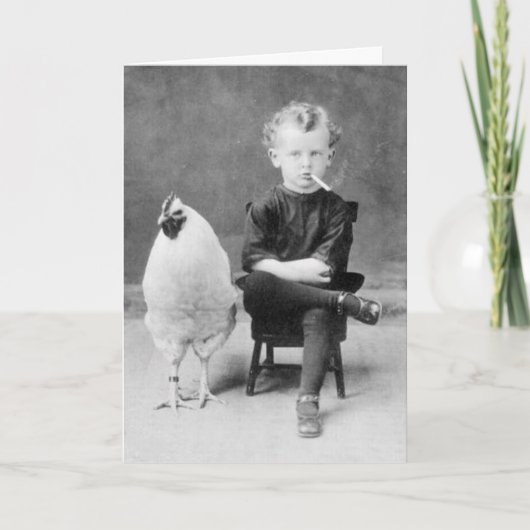 Vintages Rauchen neben einem Huhn Karte (Vorderseite)