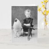 Vintages Rauchen neben einem Huhn Karte (Gelbe Blume)