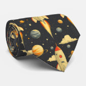 Vintages Raumabenteuermuster Krawatte (Gerollt)