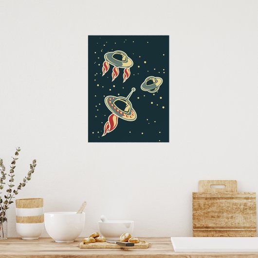 Vintages Raumschiff Poster (Küche)