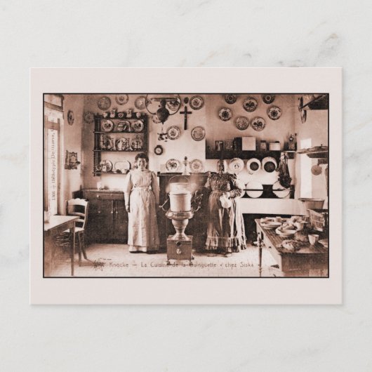 Vintages, reales belgisches Waffelhaus mit Pfannku Postkarte (Vorderseite)