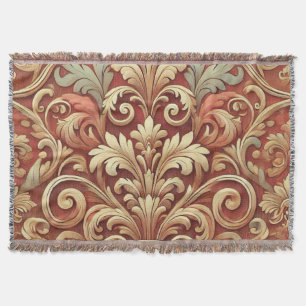 Vintages Red and Gold Damask Muster Decke