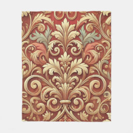 Vintages Red and Gold Damask Muster Fleecedecke