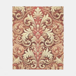 Vintages Red and Gold Damask Muster Fleecedecke
