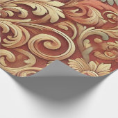 Vintages Red and Gold Damask Muster Geschenkpapier (Ecke)