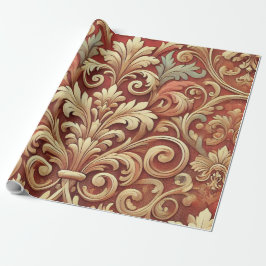 Vintages Red and Gold Damask Muster Geschenkpapier