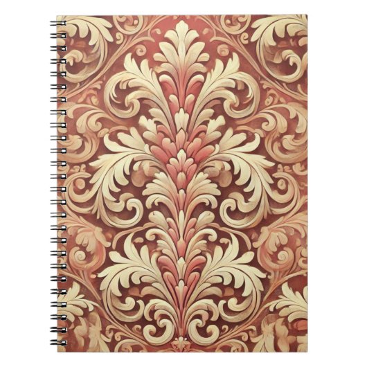 Vintages Red and Gold Damask Muster Notizblock (Vorderseite)