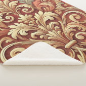 Vintages Red and Gold Damask Muster Sherpadecke (3/4)