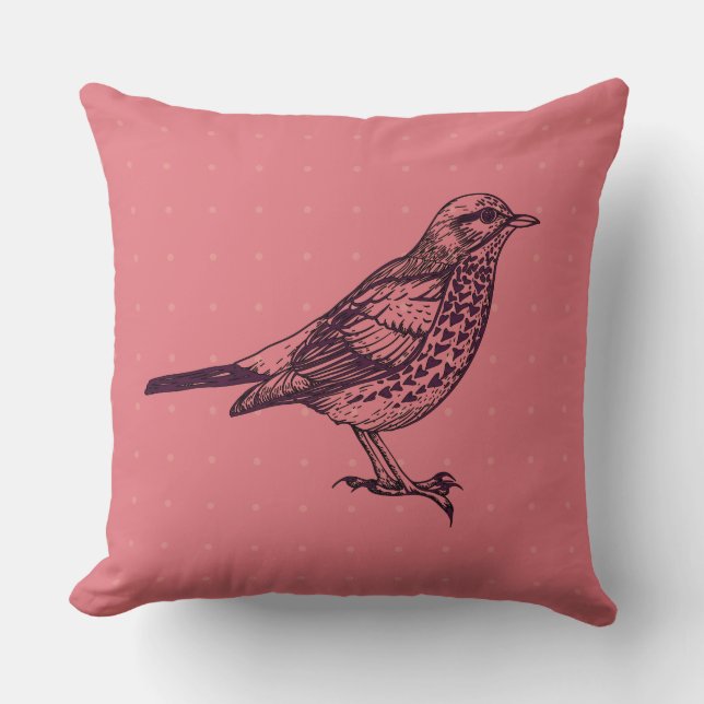 VINTAGES RED BIRD DESIGN Retro Throw Kissen (Vorderseite)