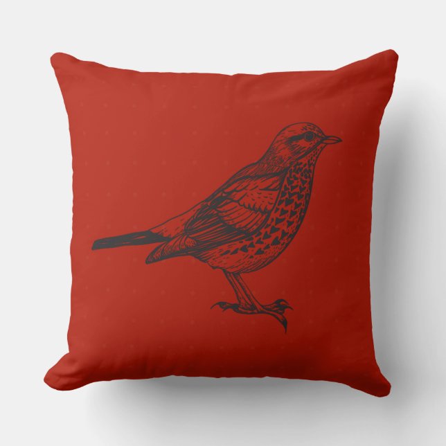 VINTAGES RED BIRD DESIGN Retro Throw Kissen (Vorderseite)