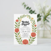 Vintages Red Bloom Brautparty Postkarte (Stehend Vorderseite)