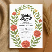 Vintages Red Bloom Brautparty Postkarte