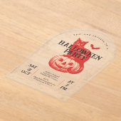 Vintages Red Cat and Pumpkin Halloween-Party Acryleinladungen (Ablage )