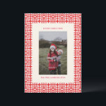 Vintages Red Christmas Geometric Quilt-Foto Feiertagskarte<br><div class="desc">Vintage Weihnachts-Weihnachtskarte mit Quilt-Foto</div>
