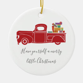 Vintages Red Christmas Truck Foto Keramik Ornament