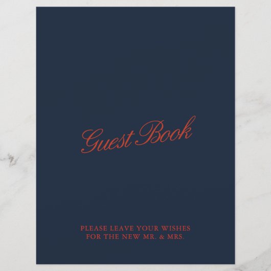 Vintages Red & Deep Blue Wedding Gästebuchzeichen (Vorderseite)