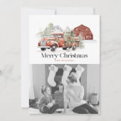 Vintages Red Farm Truck Foto Feiertagskarte (Vorderseite)