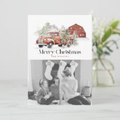 Vintages Red Farm Truck Foto Feiertagskarte (Stehend Vorderseite)