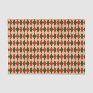 Vintages Red & Green Harlequin-Muster Seidenpapier