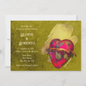 Vintages Red Heart Mexican Wedding Einladung (Vorderseite)