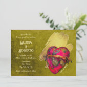 Vintages Red Heart Mexican Wedding Einladung (Stehend Vorderseite)