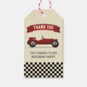 Vintages Red Race Car Kindergeburtstag Gastgeschen Geschenkanhänger (Vorderseite)