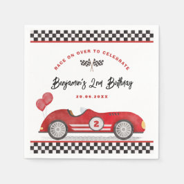 Vintages Red Racing Car Two Fast Boy 2. Geburtstag Serviette
