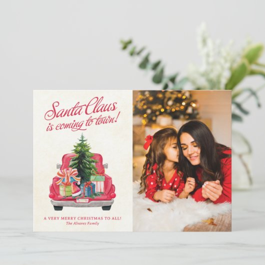 Vintages Red Santa Truck Foto (Stehend Vorderseite)