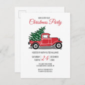 Vintages Red Truck Pine Tree Weihnachtsfest Party Einladungspostkarte (Vorne/Hinten)