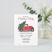 Vintages Red Truck Pine Tree Weihnachtsfest Party Einladungspostkarte (Stehend Vorderseite)