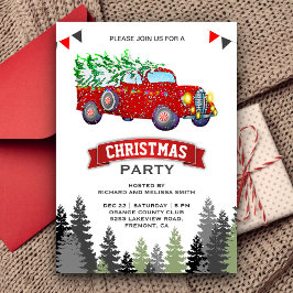 Vintages Red Truck Weihnachts-Party Einladung