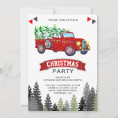 Vintages Red Truck Weihnachts-Party Einladung (Vorderseite)