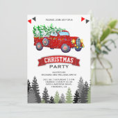 Vintages Red Truck Weihnachts-Party Einladung (Stehend Vorderseite)