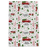 Vintages Red Truck Weihnachtsbaummuster Mittlere Geschenktüte (Vorderseite)